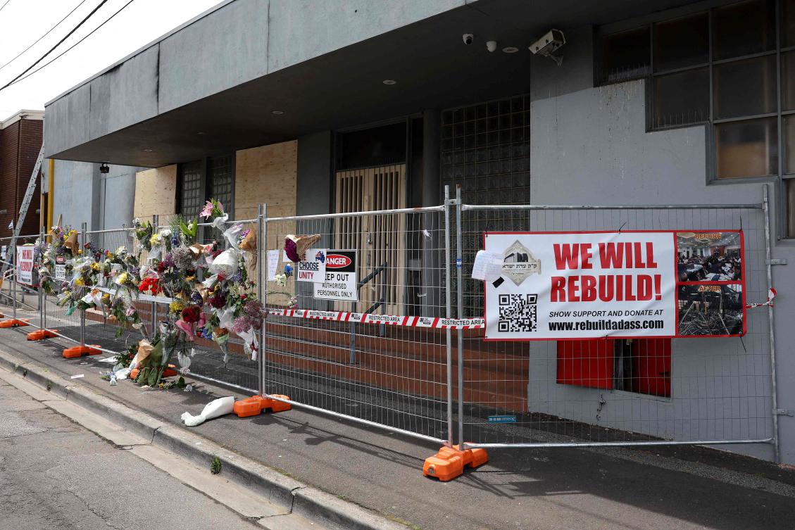 The arson attack on Melbourne’s Adass Israel Synagogue has been designated as a terrorist act. (AFP)