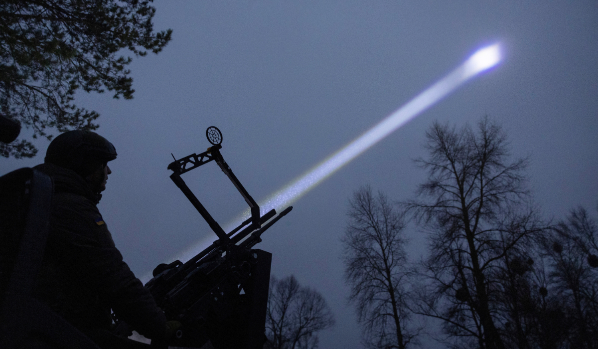 Vladyslav Tsukurov, judge and spokesperson of Bila Tserkva district court, observes the sky during a combat shift of his air defence volunteer unit, amid Russia's attack on Ukraine, in Kyiv region, Ukraine November 30, 2024. (REUTERS)