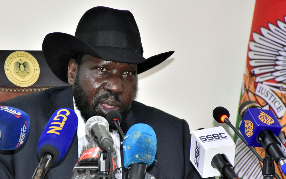 South Sudan's President Salva Kiir addresses a news conference at the State House in Juba, South Sudan March 28, 2022. (File/REUTERS)