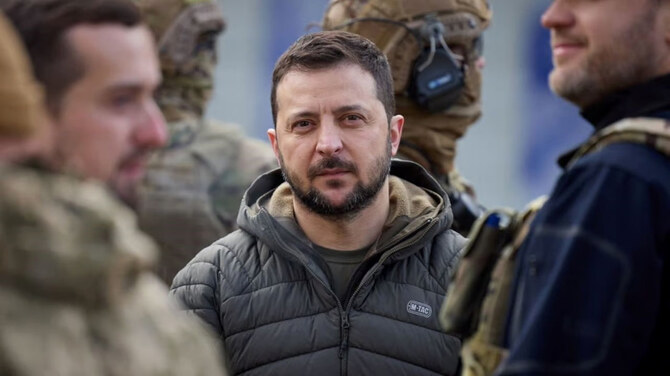 Ukrainian President Volodymyr Zelensky visited troops fighting on the southern front line in the Zaporizhzhia region, he said Thursday in a post on Telegram. (AFP/File)