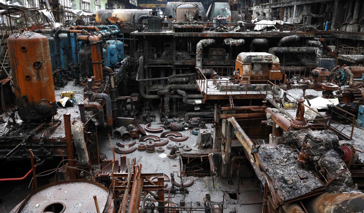 Above, the turbine hall of a thermal power plant damaged during an earlier Russian missile attack at an undisclosed location in Ukraine. (AFP)