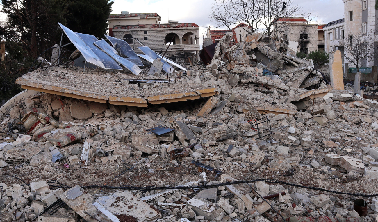 This picture shows the destruction in the southern Lebanese village of Khiam on December 13, 2024, after Israel withdrew from the area. (AFP)