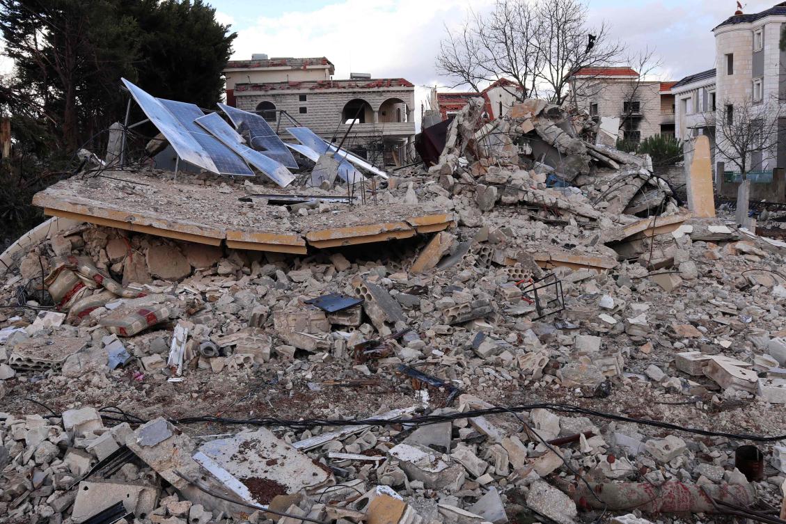 This picture shows the destruction in the southern Lebanese village of Khiam on Dec. 13, 2024, after Israel withdrew from the area as Lebanon’s army deployed under a ceasefire deal with Hezbollah. (AFP)