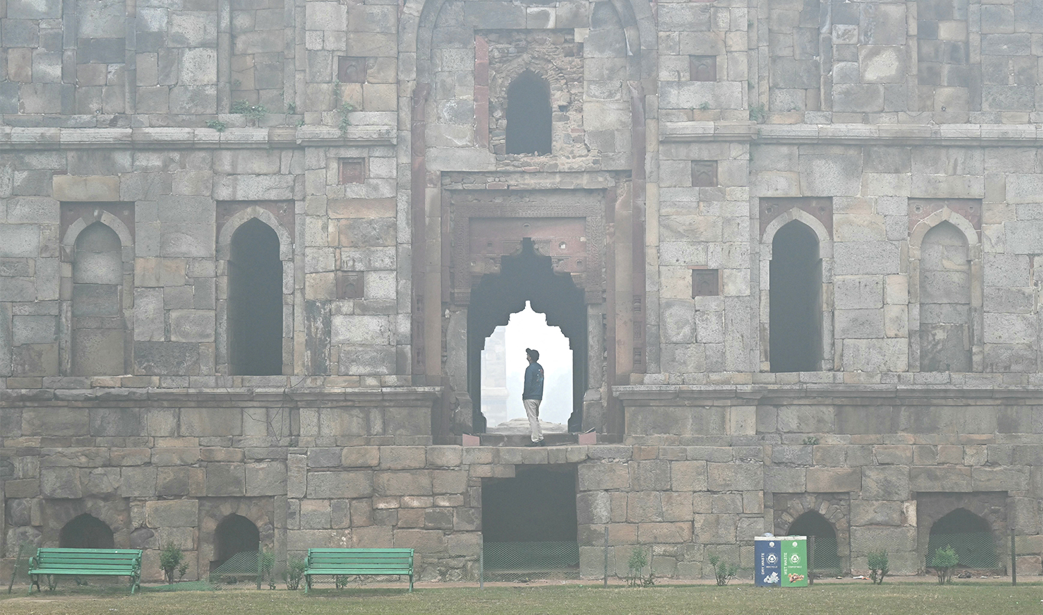 A man visits the Lodhi gardens on a cold smoggy morning in New Delhi on November 18, 2024. (AFP/File)