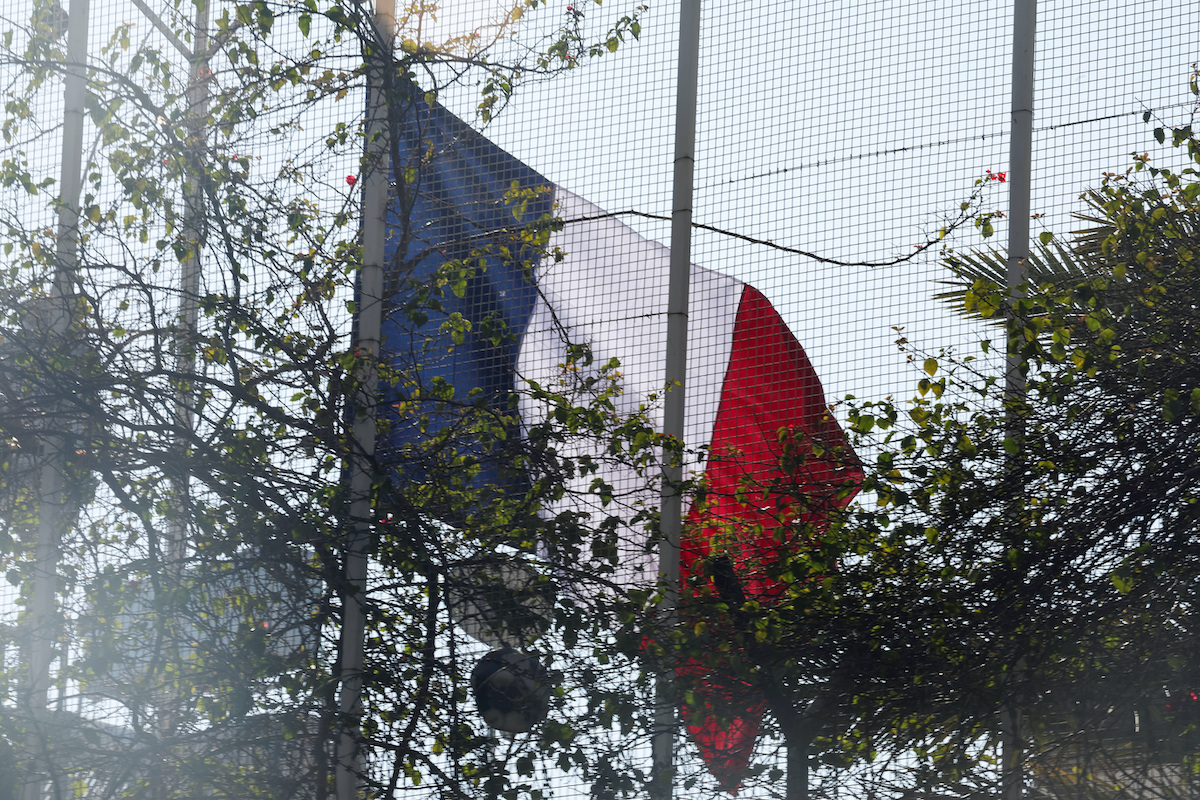 The French national flag is raised at the French embassy in Damascus, after the ousting of Syria's Bashar Al-Assad. (Reuters)