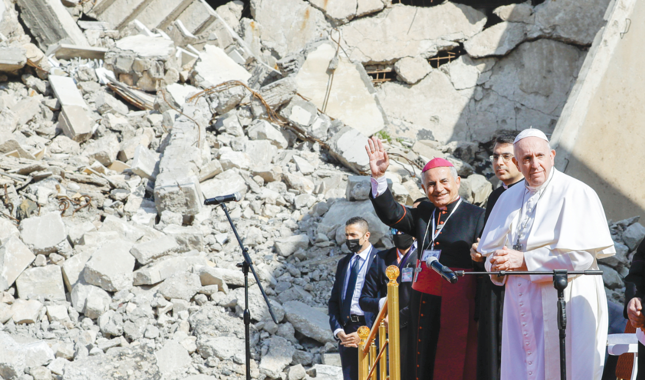 Pope Francis visited the ruins of four destroyed churches in Mosul in 2021 and launched an appeal for peace there, a key moment during his Iraq trip. (Reuters)
