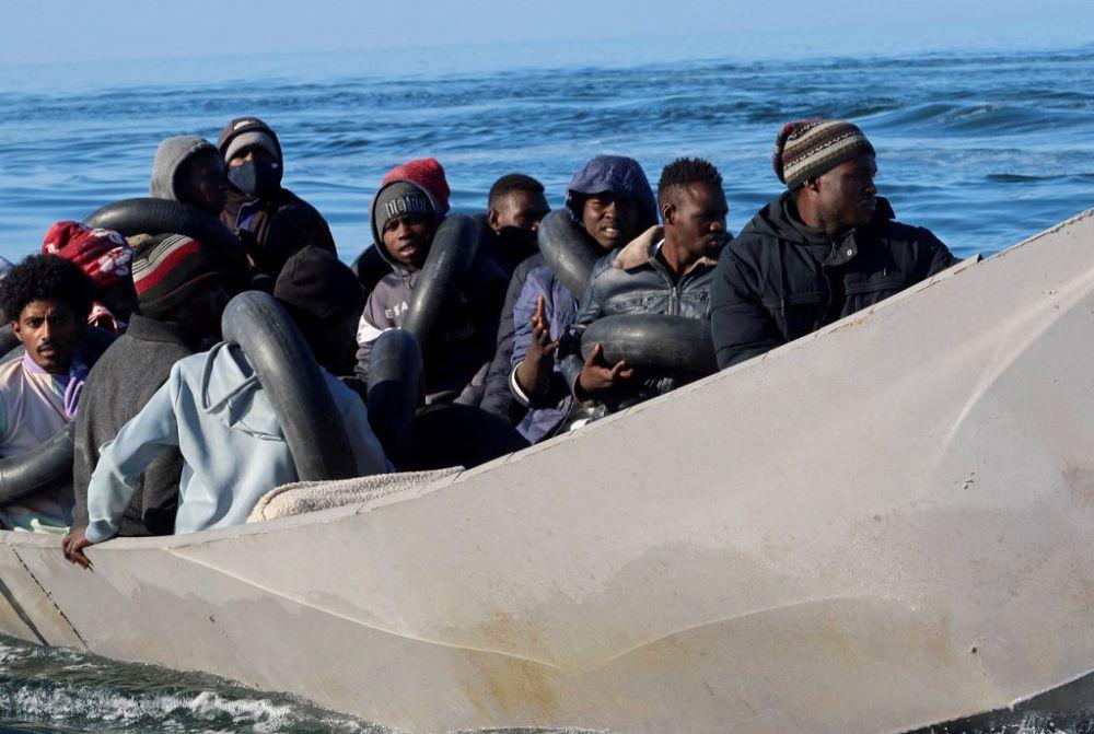 Migrants on board a boat off Sfax, Tunisia, Apr. 27, 2023. (Reuters)