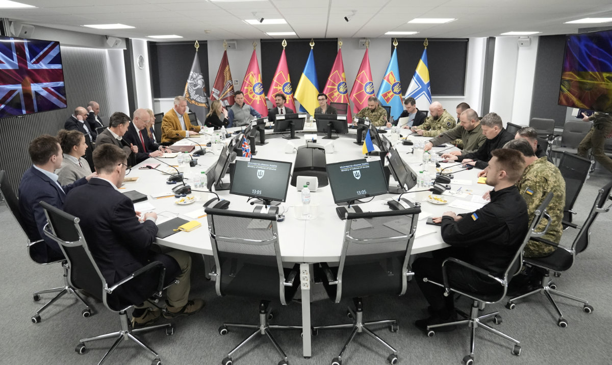 British Defense Secretary John Healey attends a meeting with Ukrainian Defense Secretary Rustem Umerov, at the Ministry of Defense in Kyiv, Ukraine on Wednesday December 18, 2024. (Reuters)