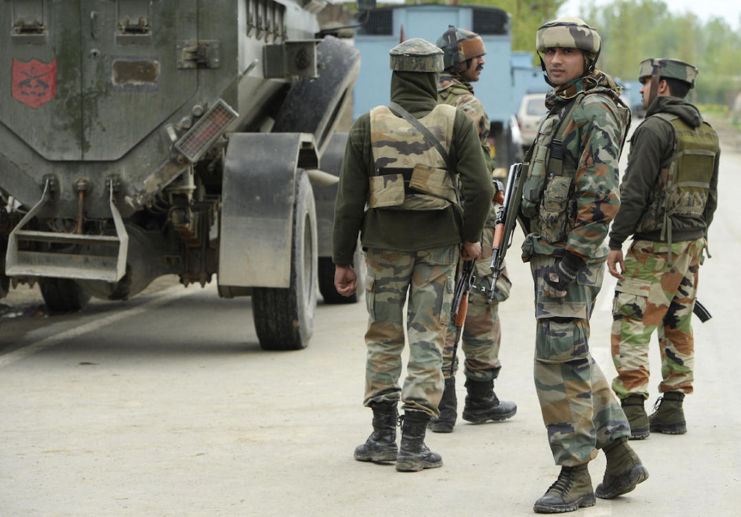 Above, government forces in Indian-controlled Kashmir. India insists the Kashmir militancy is Pakistan-sponsored terrorism, which Islamabad denies. (AFP file photo)
