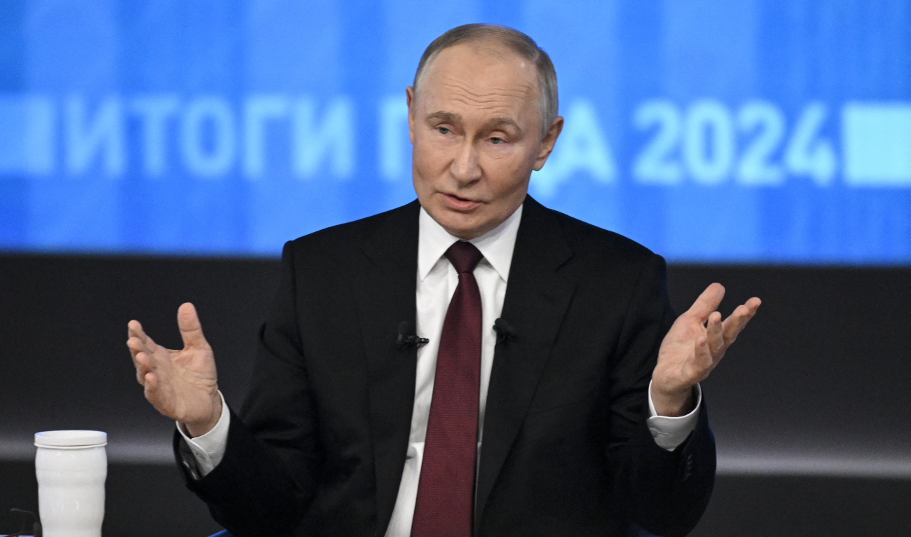Russian President Vladimir Putin holds his annual end-of-year press conference in Moscow on December 19, 2024. (AFP)