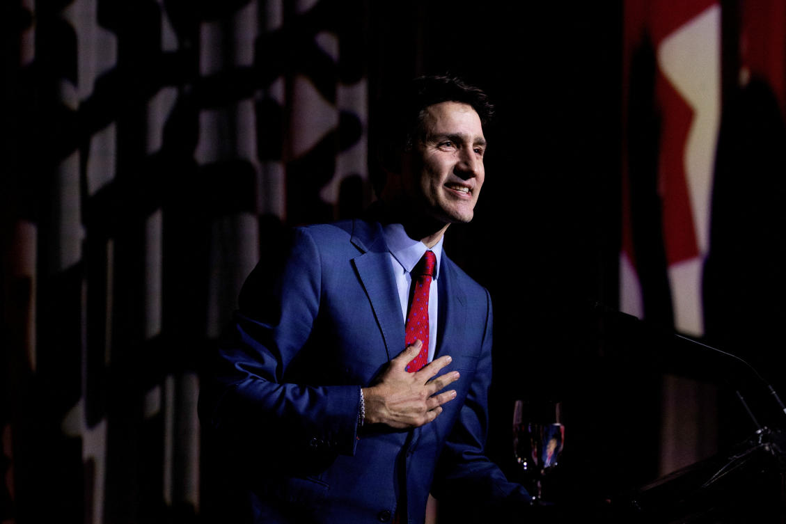 Canada's Prime Minister Justin Trudeau speaks at the federal Liberal caucus holiday party, the day after Finance Minister Chrystia Freeland unexpectedly resigned, in Ottawa, Ontario, Canada. (File/Reuters)
