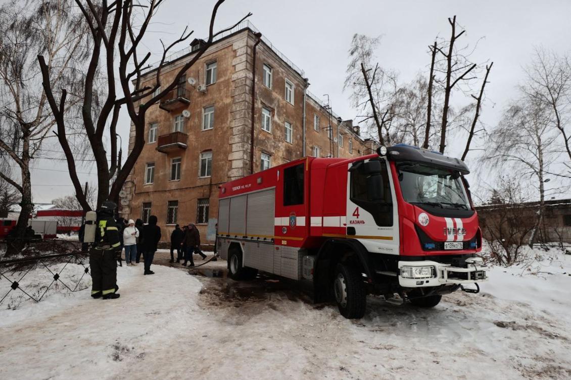 A Russian rescuer works in the courtyard of a residential building following a drone attack in Kazan, amid the ongoing Russian-Ukrainian conflict. (AFP)