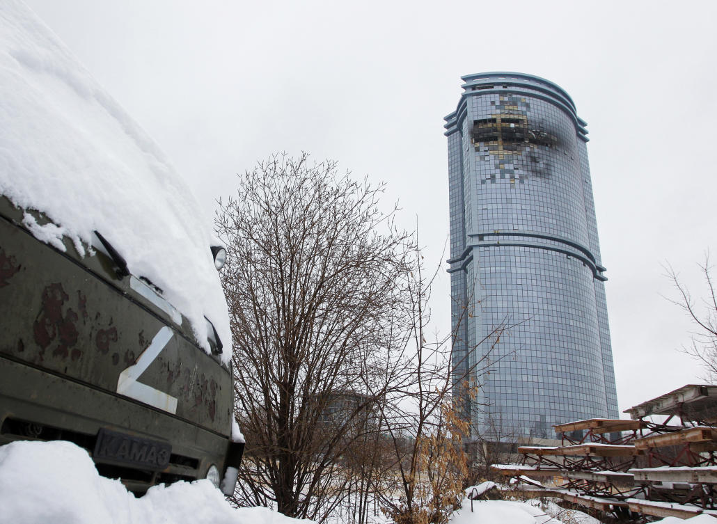 A view shows a damaged multi-story residential building following a Ukrainian drone attack in Kazan, Russia on Dec. 21, 2024. (Reuters)