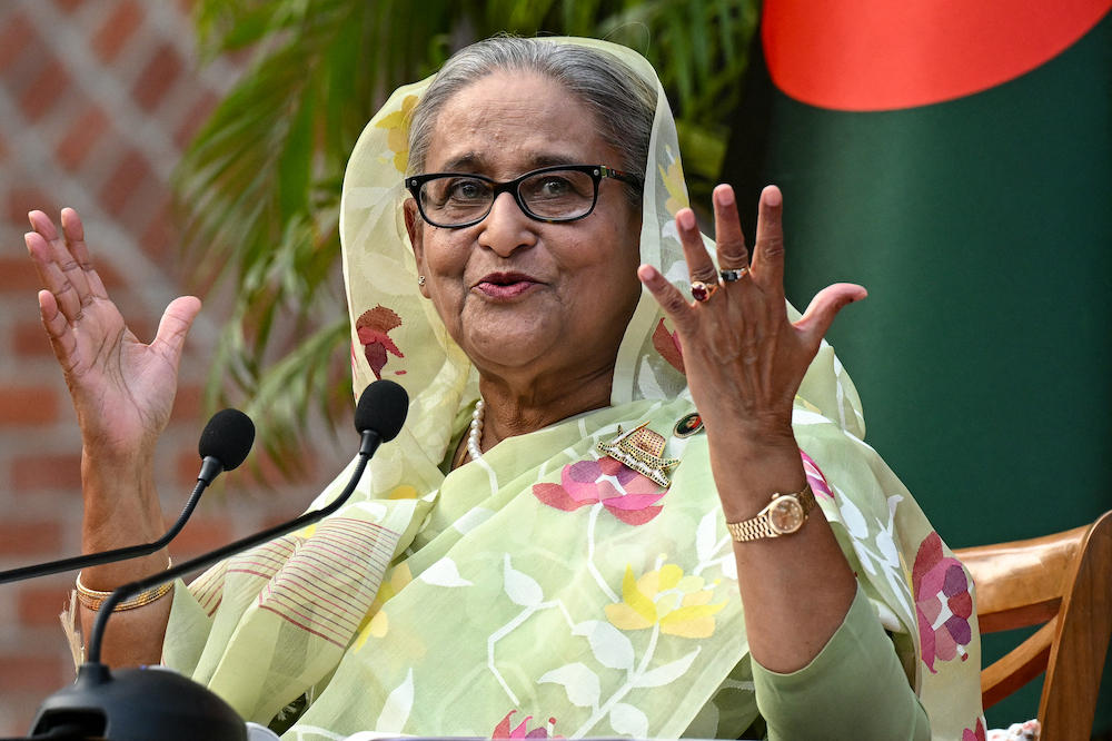Bangladesh had launched an inquiry into allegations that Sheikh Hasina and family members had ‘embezzled $5 billion’ from the Rooppur plant via ‘various offshore bank accounts in Malaysia.’ (AFP)