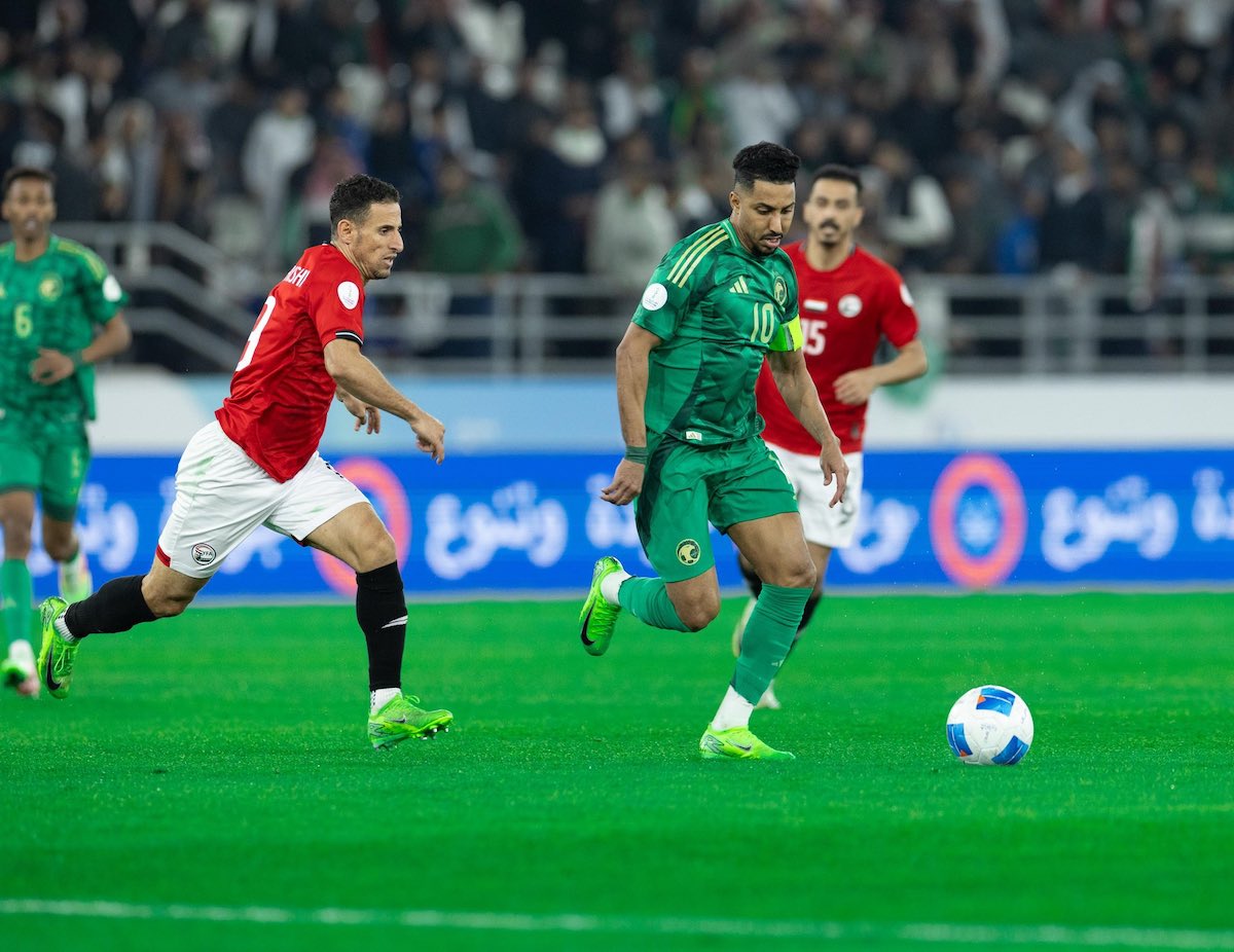 Salem Al-Dawsari can be seen during Wednesday’s Arabian Gulf Cup match between Saudi Arabia and Yemen. (@SaudiNT_EN)
