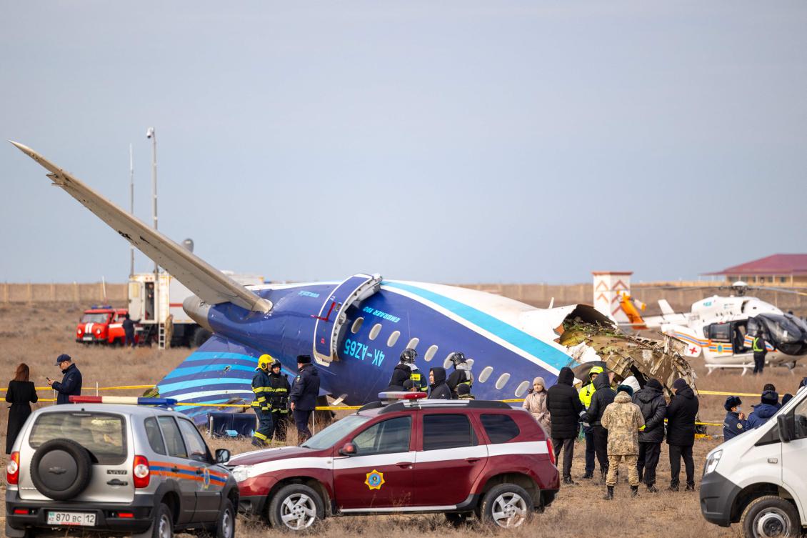 Azerbaijan Airlines reported that 67 people were on board the ill-fated jet – 62 passengers and five crew members. (AFP)