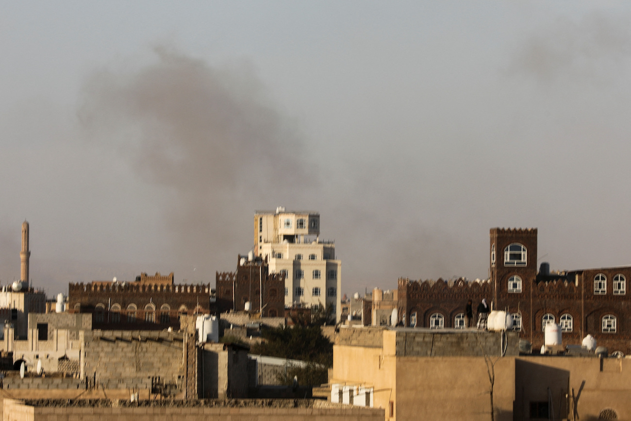 Smoke rises after Israeli strikes near Sanaa airport, in Sanaa, Yemen, December 26, 2024. (Reuters)