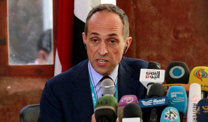 UNICEF Representative in Yemen Julien Harneis speaks during a press conference in Sanaa, Yemen, on January 23, 2016. (AFP/File)