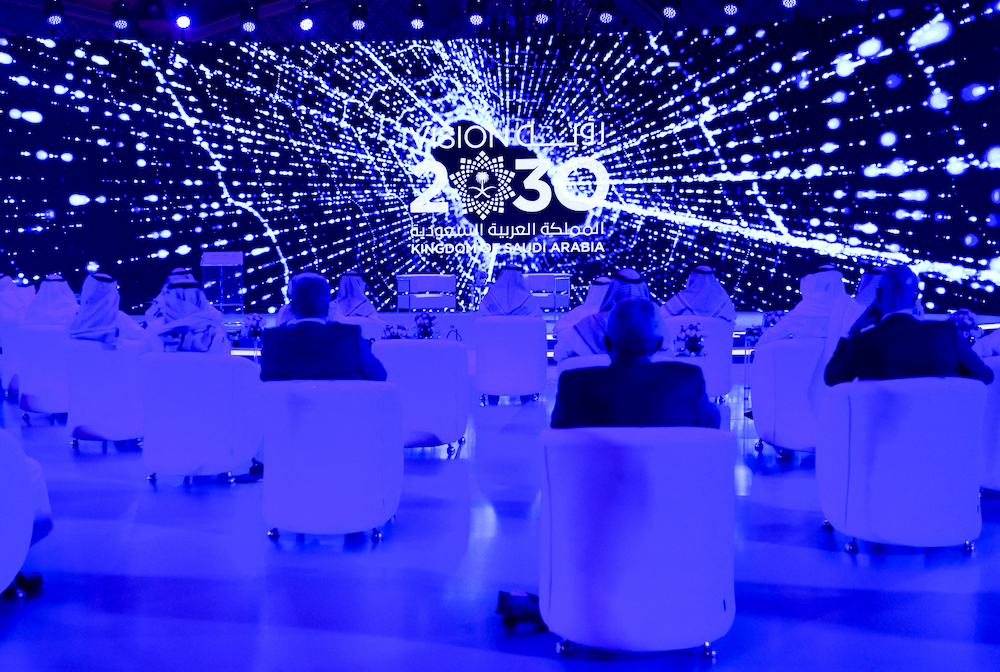 Saudi Arabia’s startup ecosystem could shift to artificial intelligence in the future. Above, the Global AI 2020 Summit in Riyadh on Oct. 21, 2020. (AFP file photo)