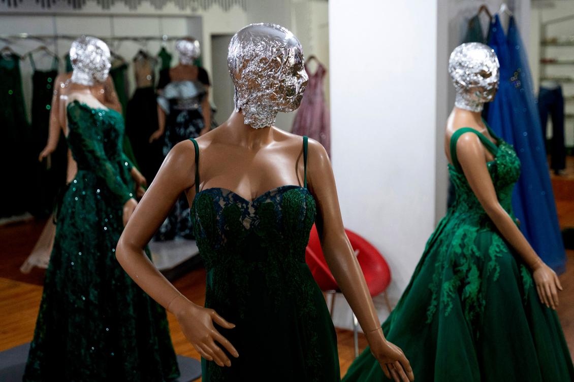 This photograph shows veiled mannequins dressed in women’s attire, at a shop in Kabul, on July 22, 2024. (AFP)