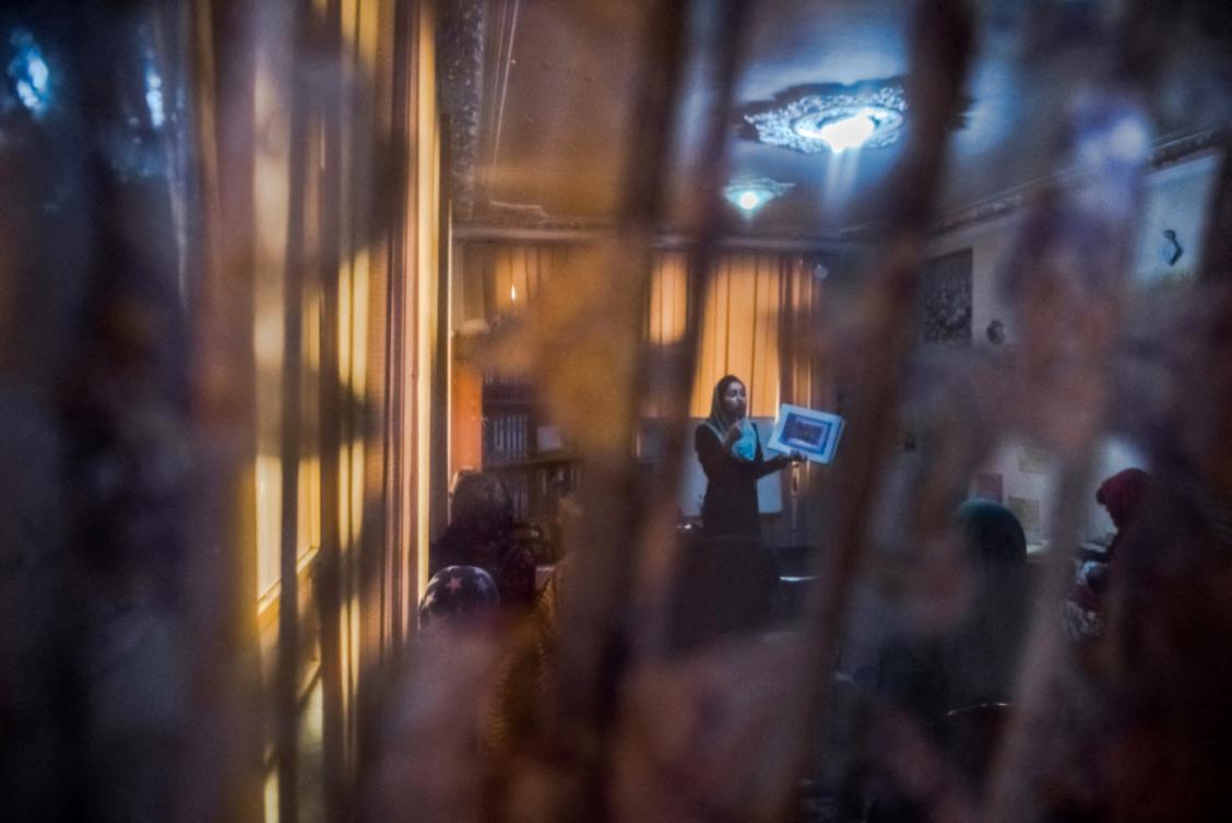 In this photograph taken on March 20, 2017, an Afghan NGO worker leads a life-skills class at a women's shelter in Kabul. (File/AFP)
