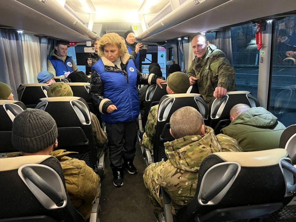Russian Human Rights Commissioner Tatyana Moskalkova meets with alleged captured Russian service personnel following the latest exchange of prisoners of war at an unknown location in the course of Russia-Ukraine conflict, in a picture released December 30, 2024. (Reuters)