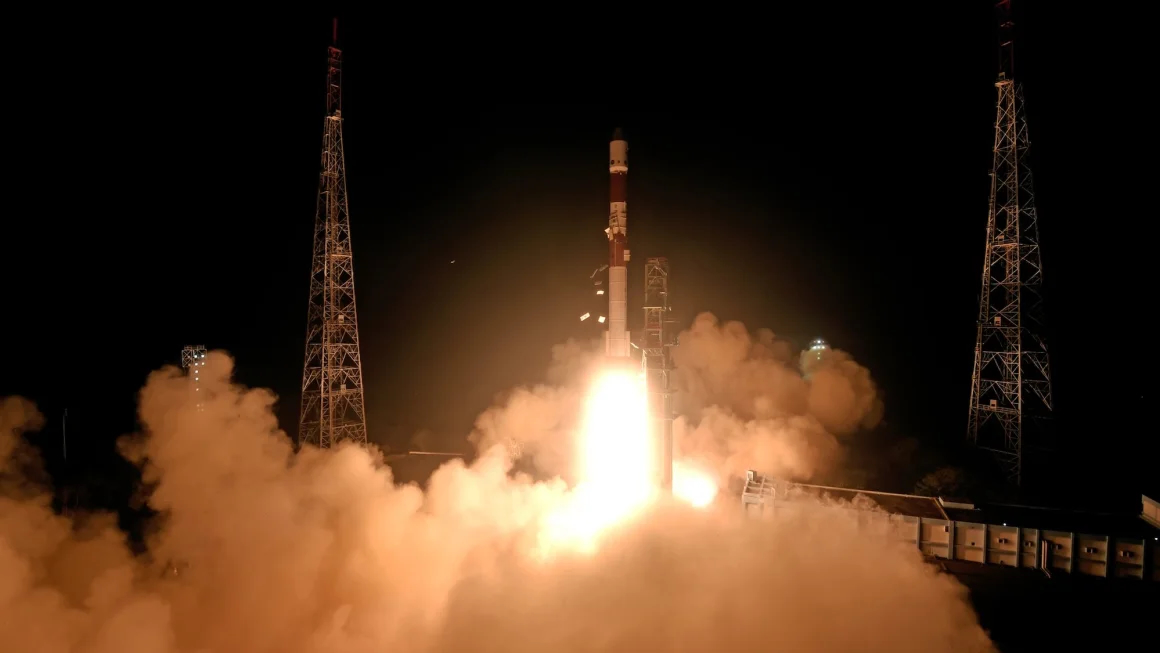 The Indian Space Research Organisation launches its first space docking mission at Satish Dhawan Space Centre in Sriharikota on Dec. 30, 2024. (ISRO/X)
