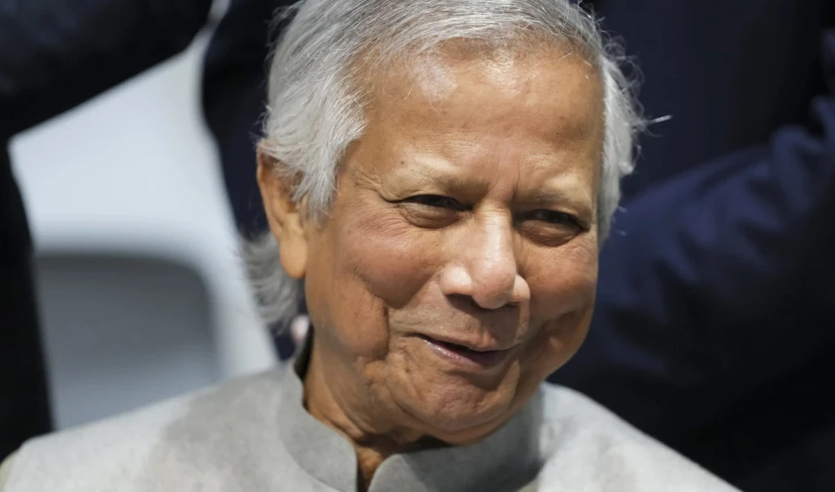 Muhammad Yunus, head of Bangladesh’s interim government speaks to members of the media at the COP29 UN Climate Summit on November 13, 2024, in Baku, Azerbaijan. (AP/File)