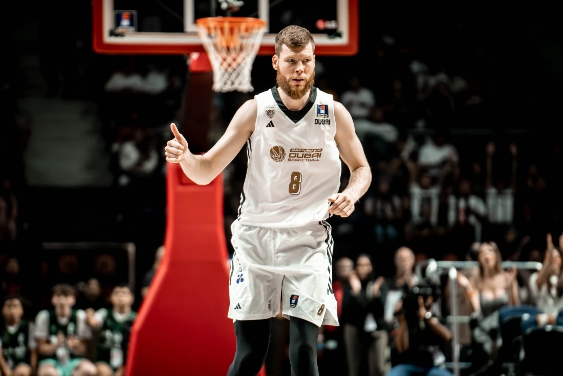 Latvian star Davis Bertons of Dubai Basketball. (SUPPLIED)