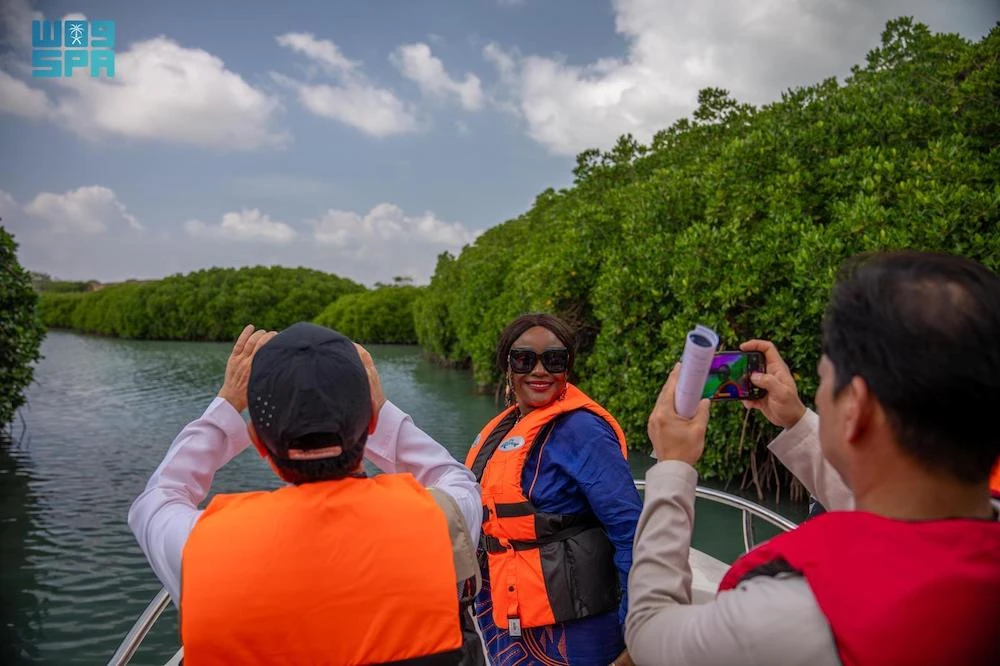 Musonda Mumba, secretary-general of the Ramsar Convention on Wetlands, visited the Farasan Islands Protected Area as part of advancing global cooperation on wetland protection. (SPA)
