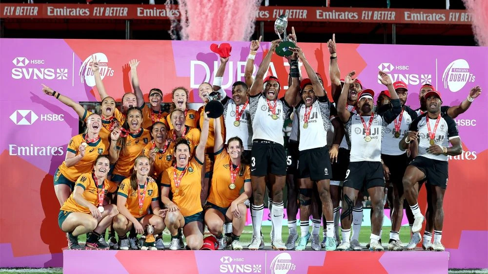 Australia and Fiji were the winners at the Emirates Dubai 7s. (X/@SVNSSeries)