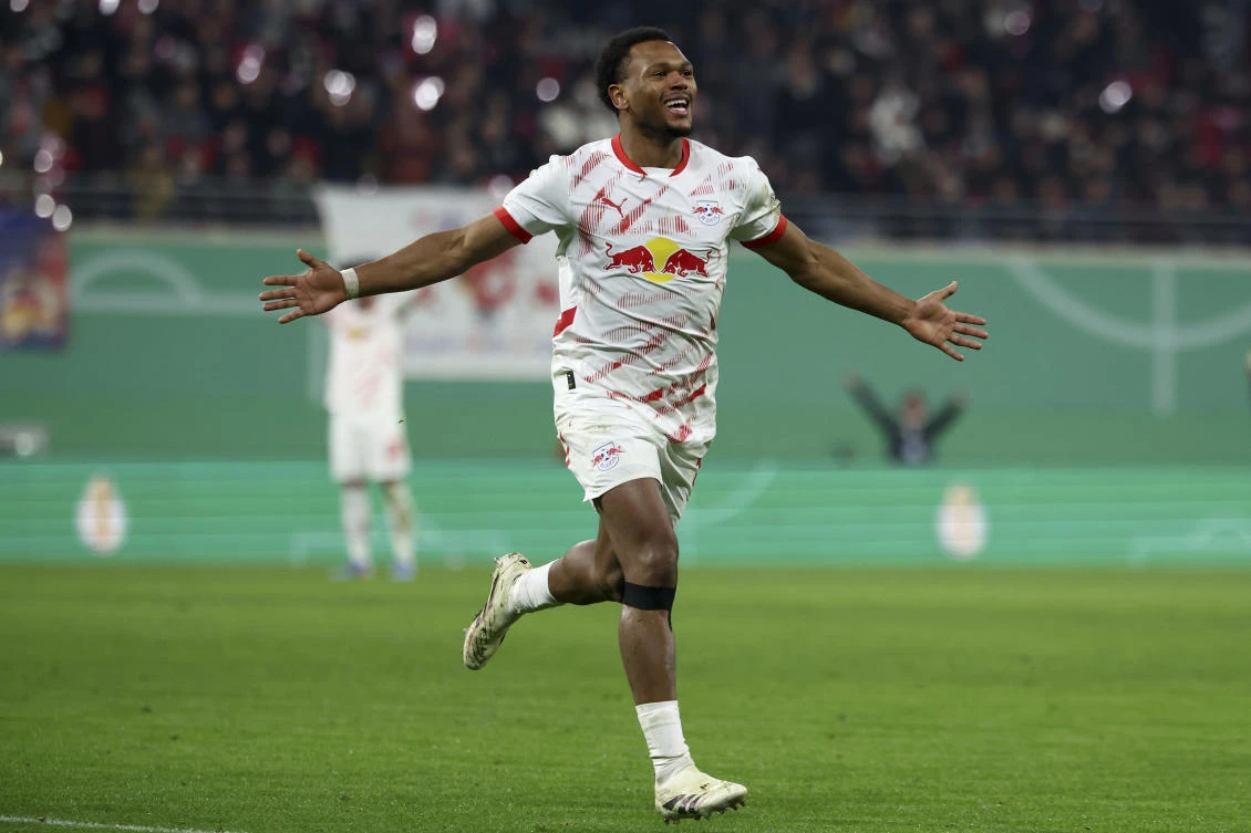 Lois Openda scored a brace as RB Leipzig roared back into form with a 3-0 home win over Eintracht Frankfurt in the German Cup last 16 on Wednesday. (AP)