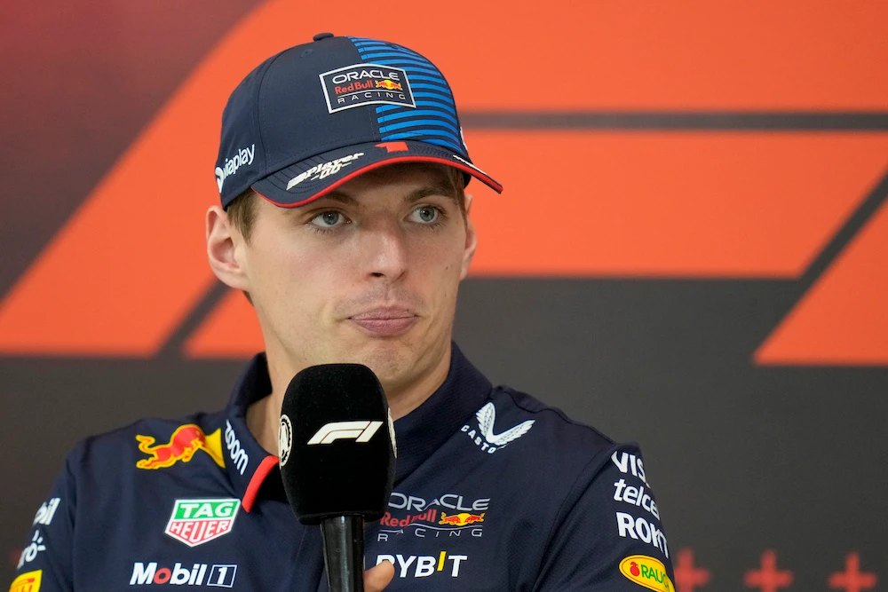 Red Bull driver Max Verstappen of the Netherlands attends a news conference ahead of the Formula One Abu Dhabi Grand Prix, at the Yas Marina Circuit in Abu Dhabi, UAE, Thursday, Dec. 5, 2024. (AP Photo/Darko Bandic)