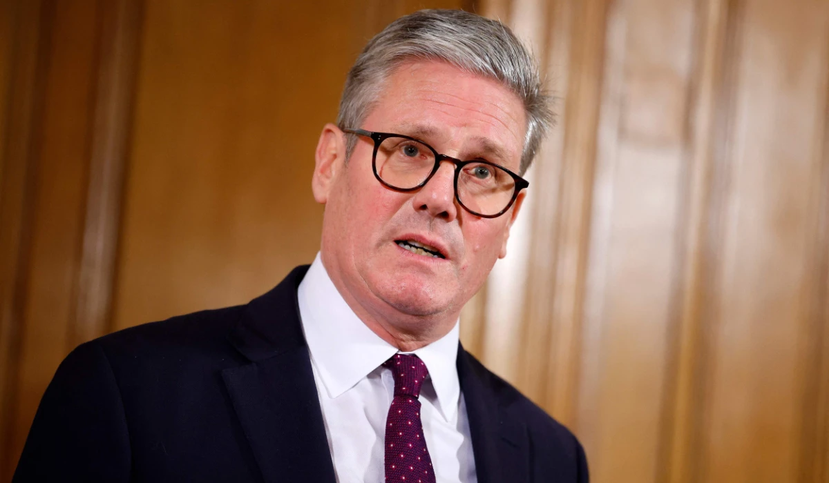 Britain's Prime Minister Keir Starmer makes a statement on the evolving situation in the Middle East, inside 10 Downing Street, in central London, on October 1, 2024. (AFP)