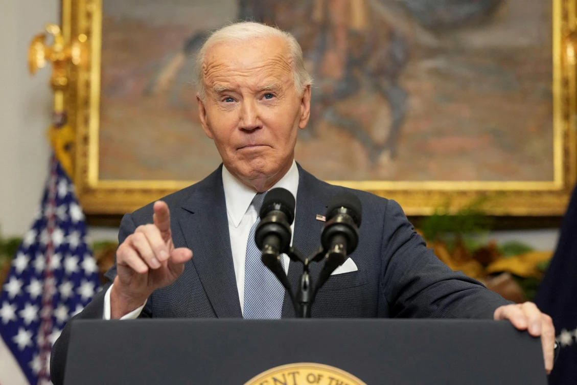US President Joe Biden speaks after Syrian militants announced that they have ousted Syria’s Bashar Assad, at the White House, in Washington, US, December 8, 2024. (Reuters)