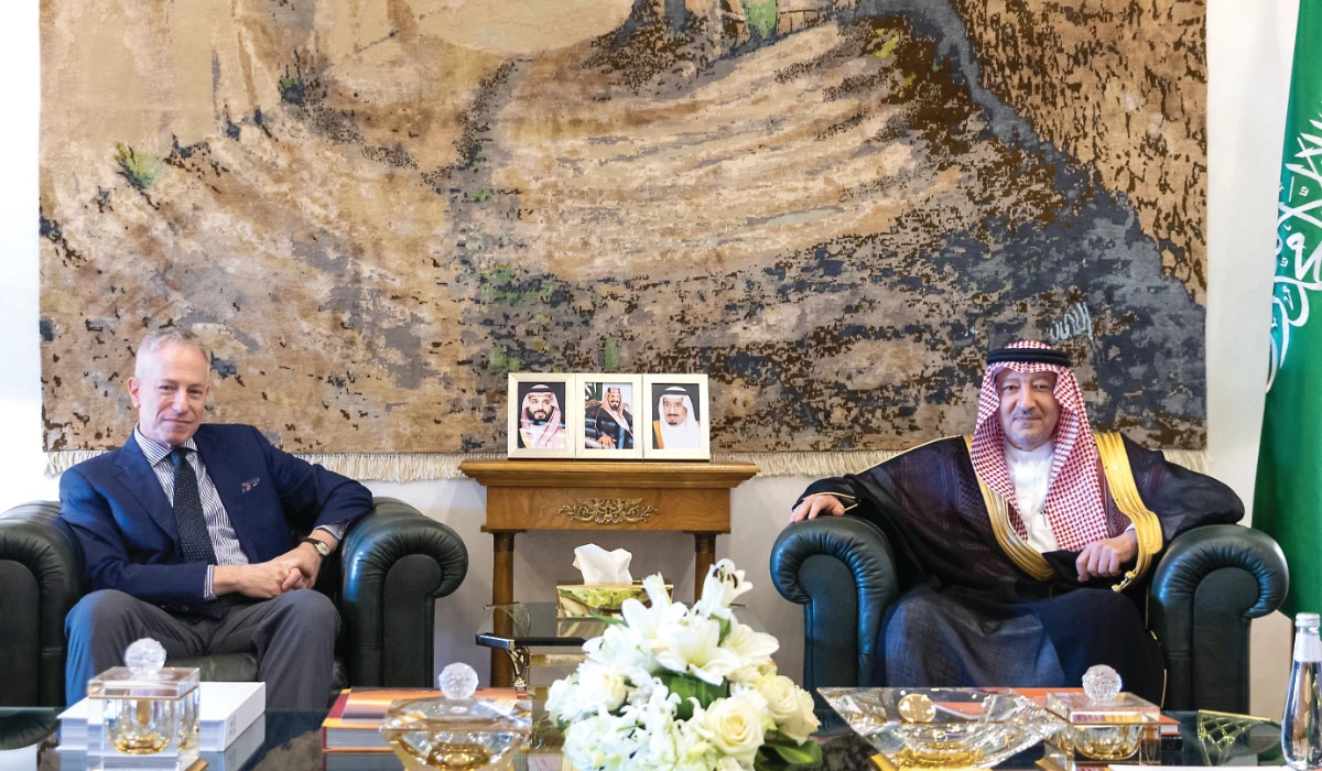 US Ambassador to Saudi Arabia Michael Ratney (L) and Saudi Deputy Foreign Minister Waleed Elkhereiji in Riyadh. (Supplied)