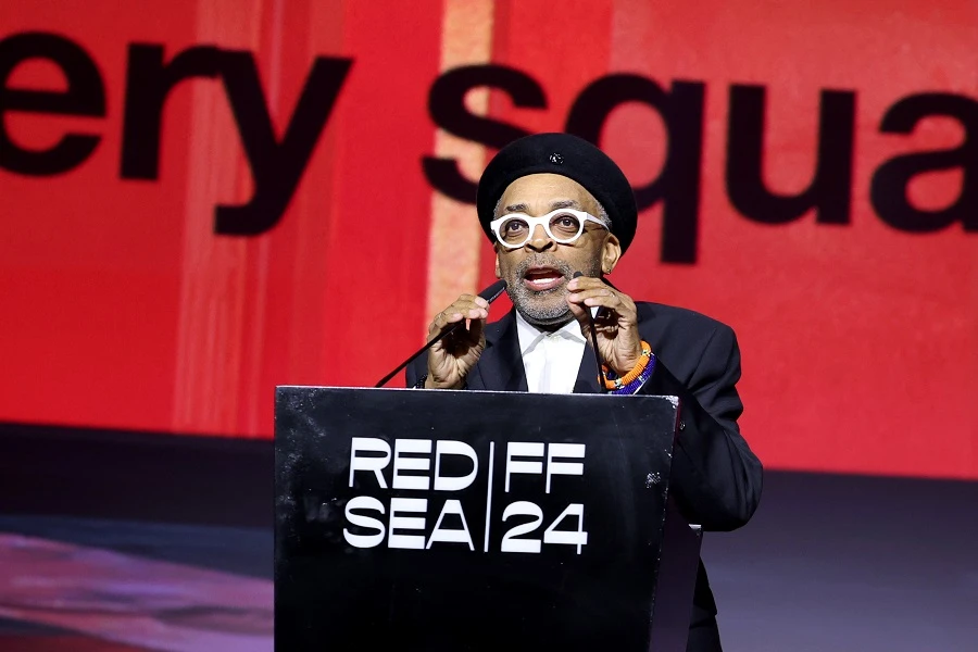 Jury head Spike Lee presented the Yusr Best Feature Film awards on stage at the Yusr Awards Ceremony. (Getty Images)