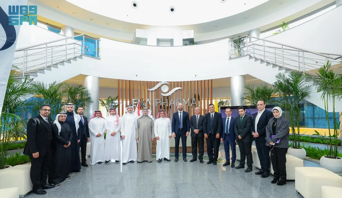 Deputy Minister of Industry and Mineral Resources for Industrial Affairs Khalil bin Salamah meeting with officials from Eva Pharma. SPA