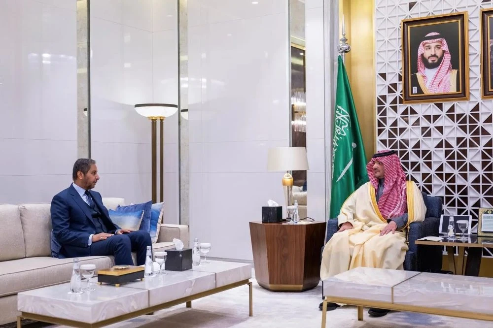Dean of the Diplomatic Corps and Ambassador of Djibouti in Riyadh Dya-Eddine Said Bamakhrama meets Saudi Minister of Interior Prince Abdulaziz bin Saud bin Naif. (Supplied)