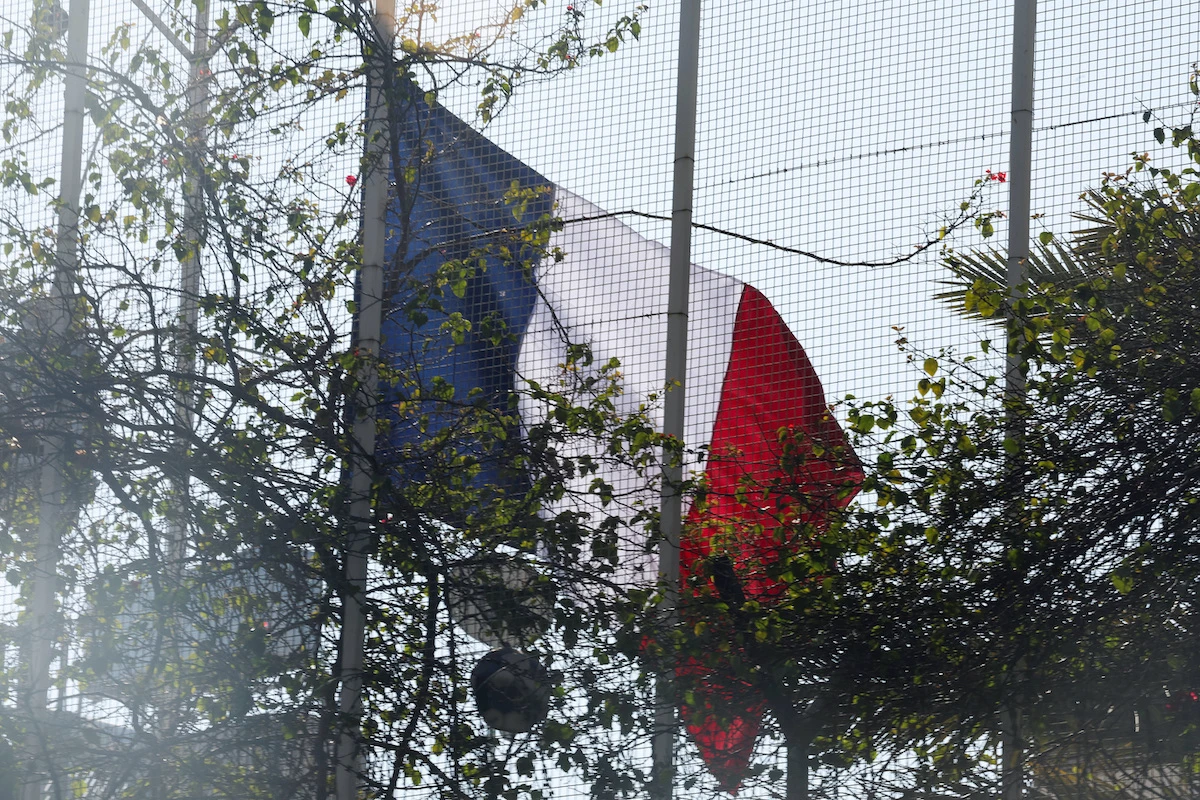 The French national flag is raised at the French embassy in Damascus, after the ousting of Syria's Bashar Al-Assad. (Reuters)