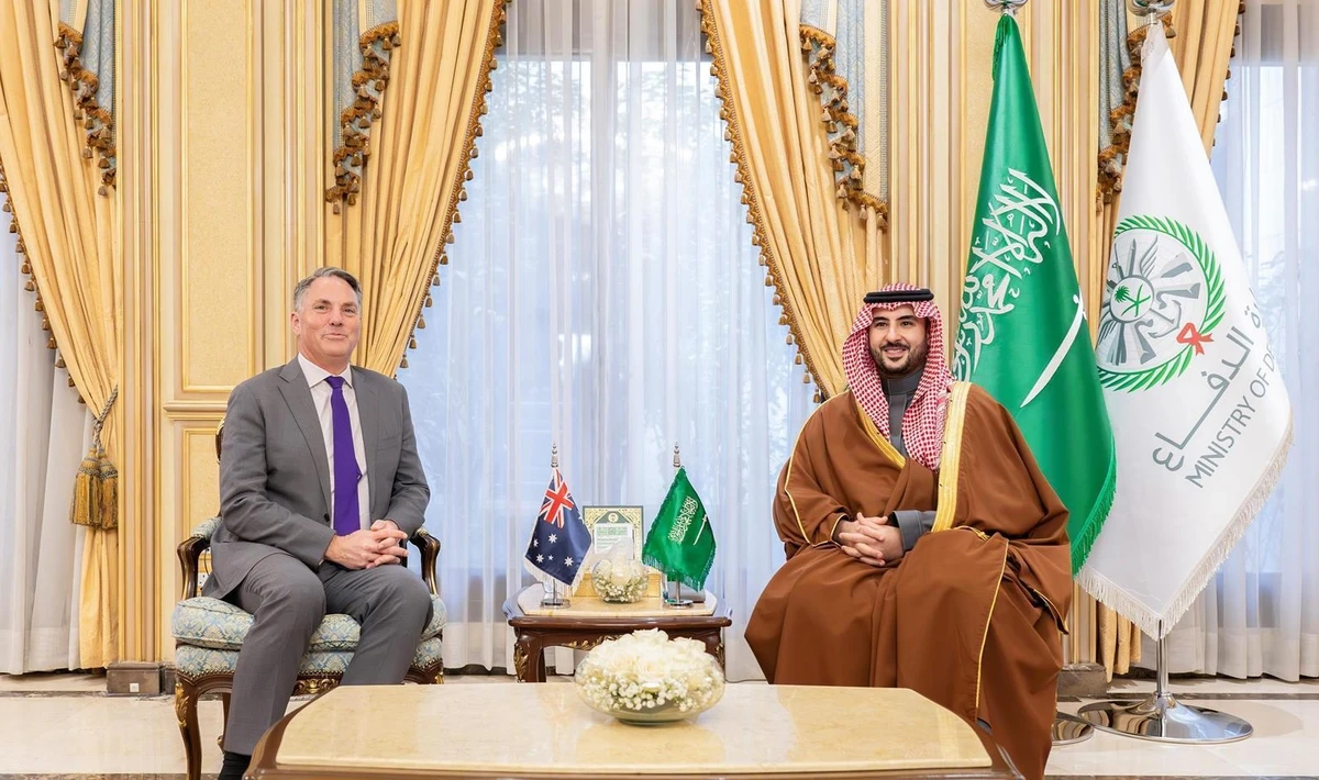 Prince Khalid and Richard Marles discussed latest developments in region, Dec. 18 (SPA)