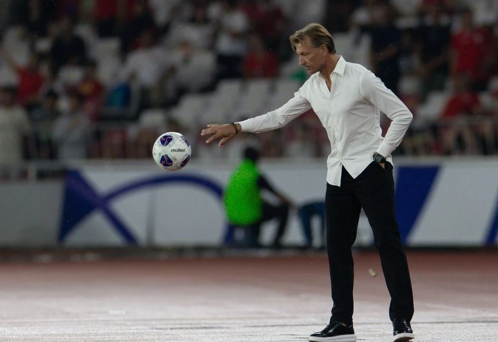 Herve Renard has a tricky test to get the balance right at the Gulf Cup: achieve results while also looking ahead to the World Cup qualifiers. (X/@SaudiNT_EN)