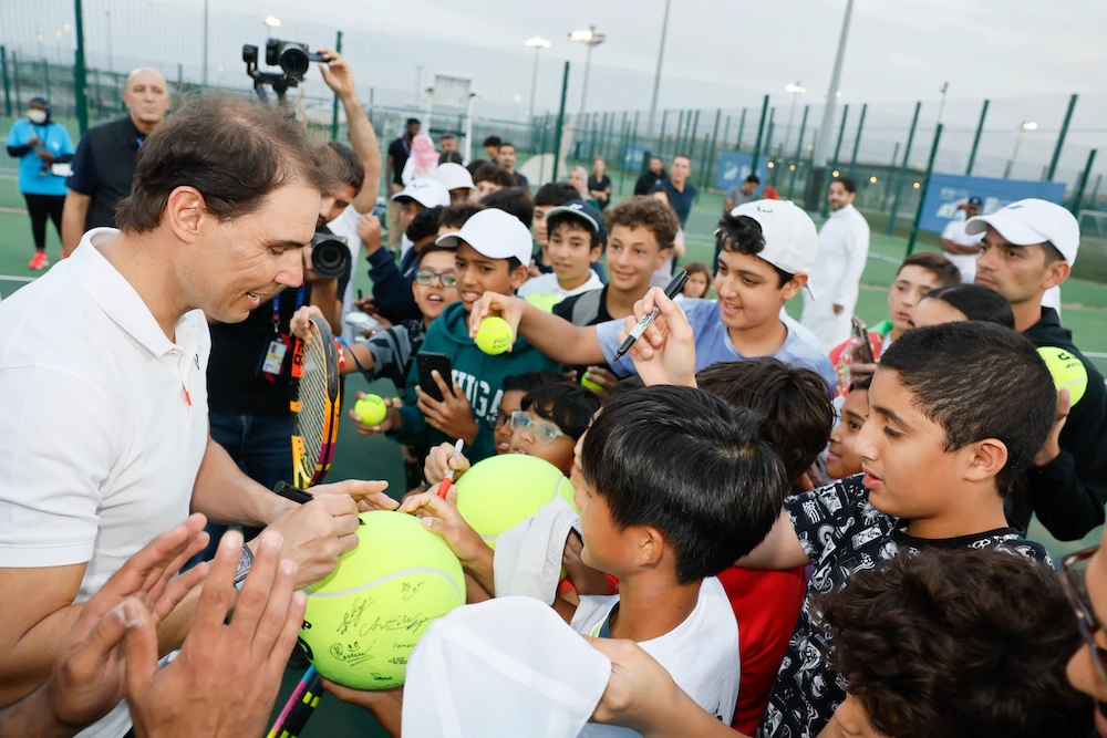 Rafael Nadal meets fans after landing in Jeddah for the Next Gen ATP Finals. (Supplied)