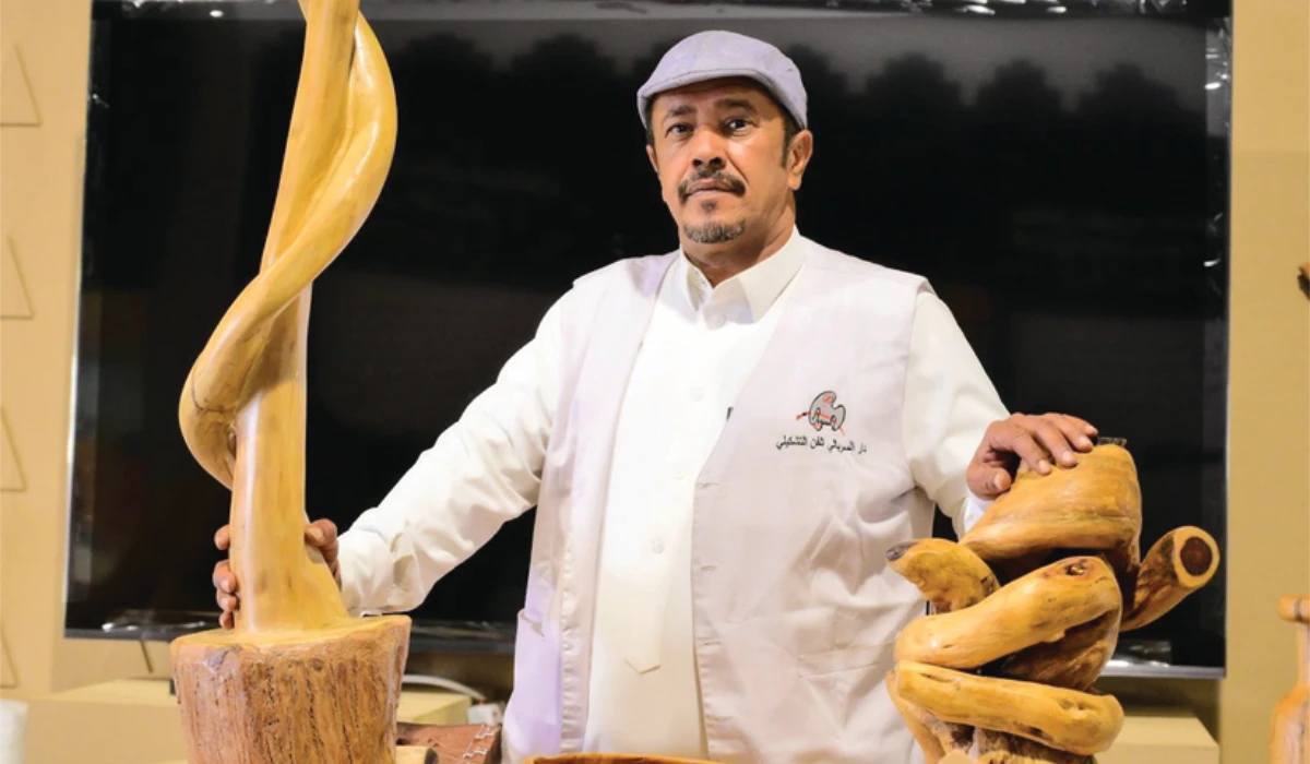 Saudi craftsman Abdulrahman Al-Zahem is best known for his depictions of camels and traditional tools. (SPA)