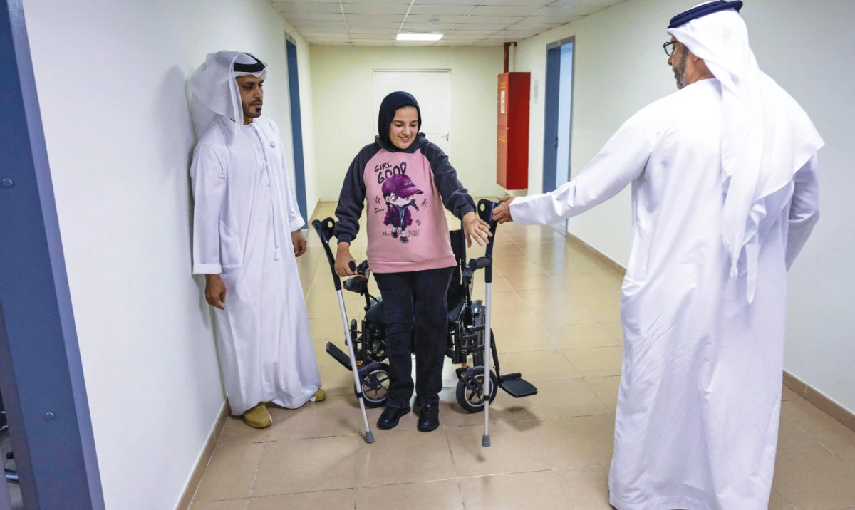 An amputee from the Gaza Strip receives rehabilitation care at a hospital in Abu Dhabi. (AFP)