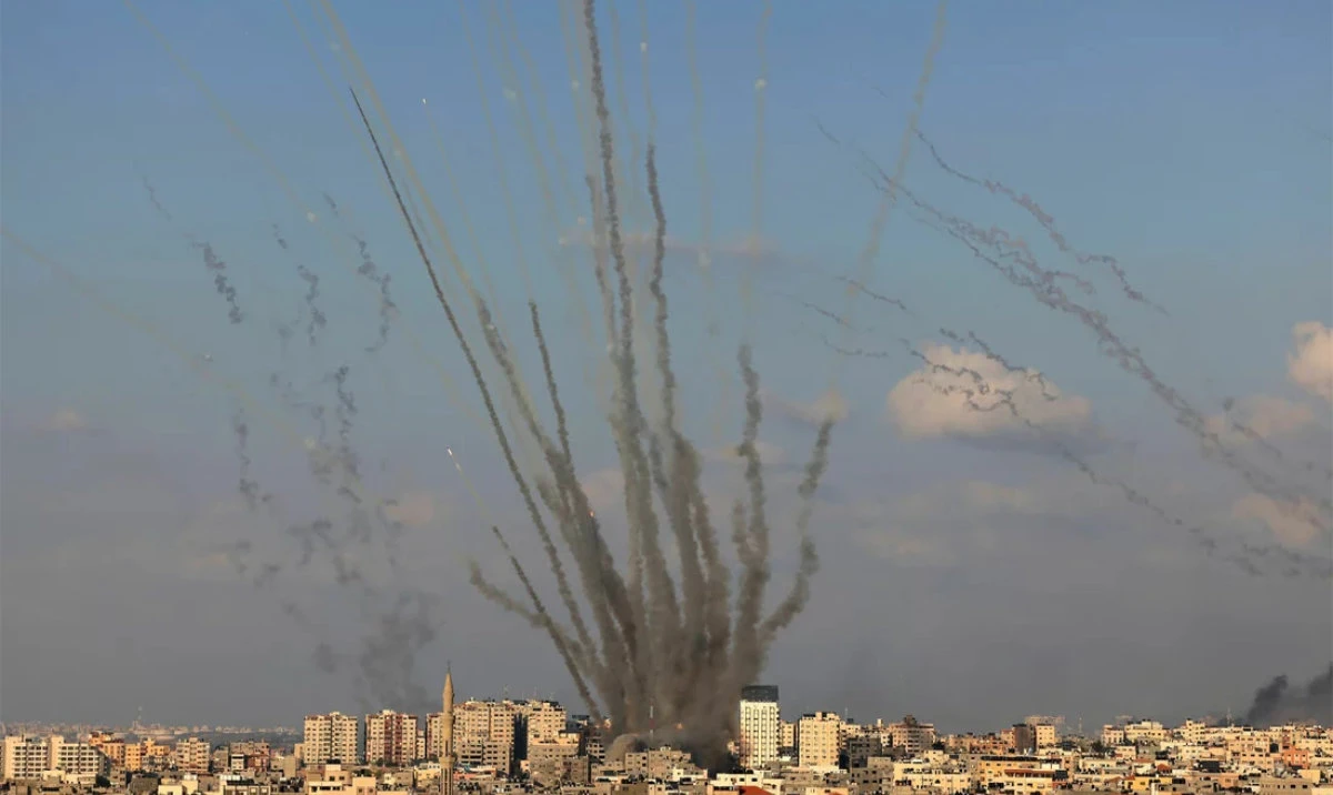 Rockets are fired by Palestinian militants from Gaza toward Israel. (AFP)