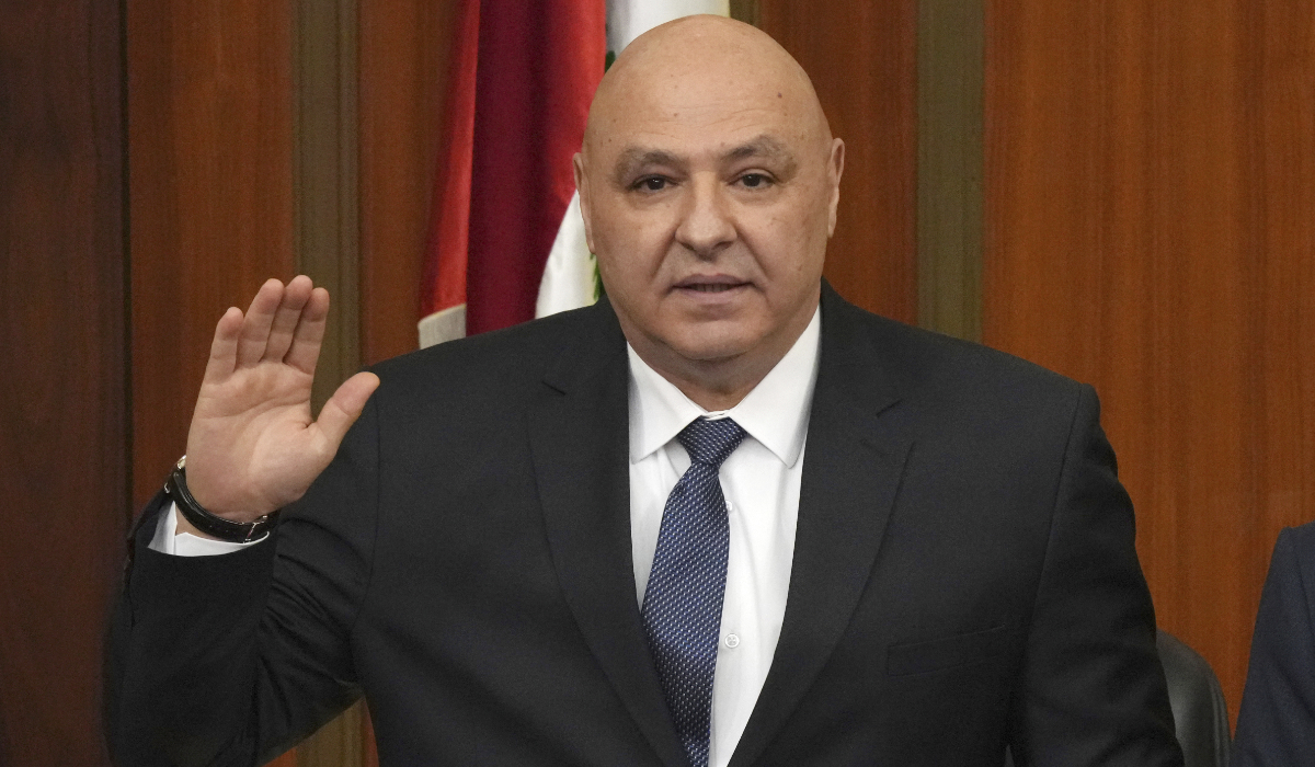 Newly-elected Lebanese President Joseph Aoun is sworn in as a new president, at the Lebanese parliament, in Beirut. (AP)