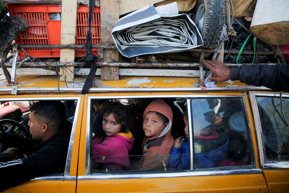 Displaced Palestinians make their way back to their homes in northern Gaza on Jan. 27, 2025. (Reuters)