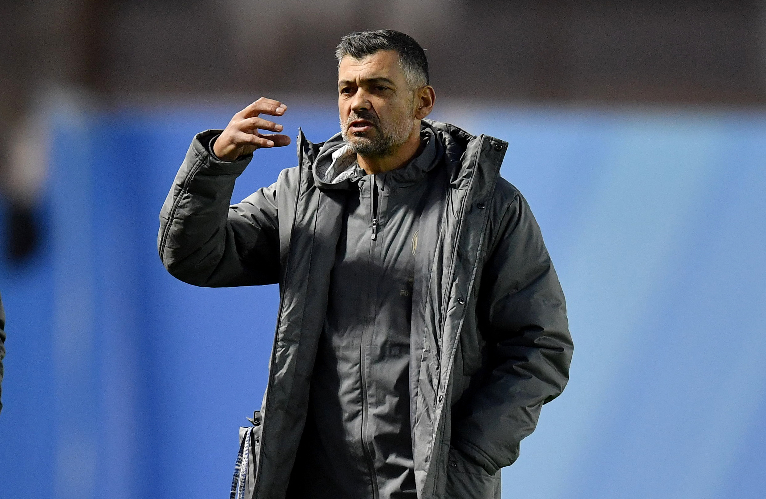 AC Milan coach Sergio Conceicao during training in Riyadh ahead of the Italian Super Cup semi-final clash with Juventus. (Reuters)