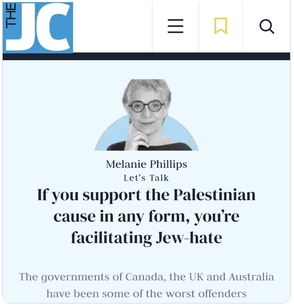 Blowback online to Jewish Chronicle article claiming Palestinian solidarity is antisemitic